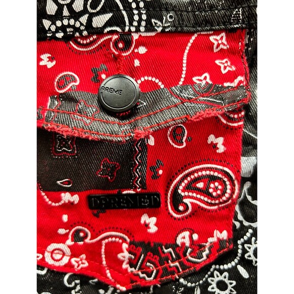 Preme Black Red Printed Jacket Heavy Denim Size M (9-03m) - Picture 3 of 12